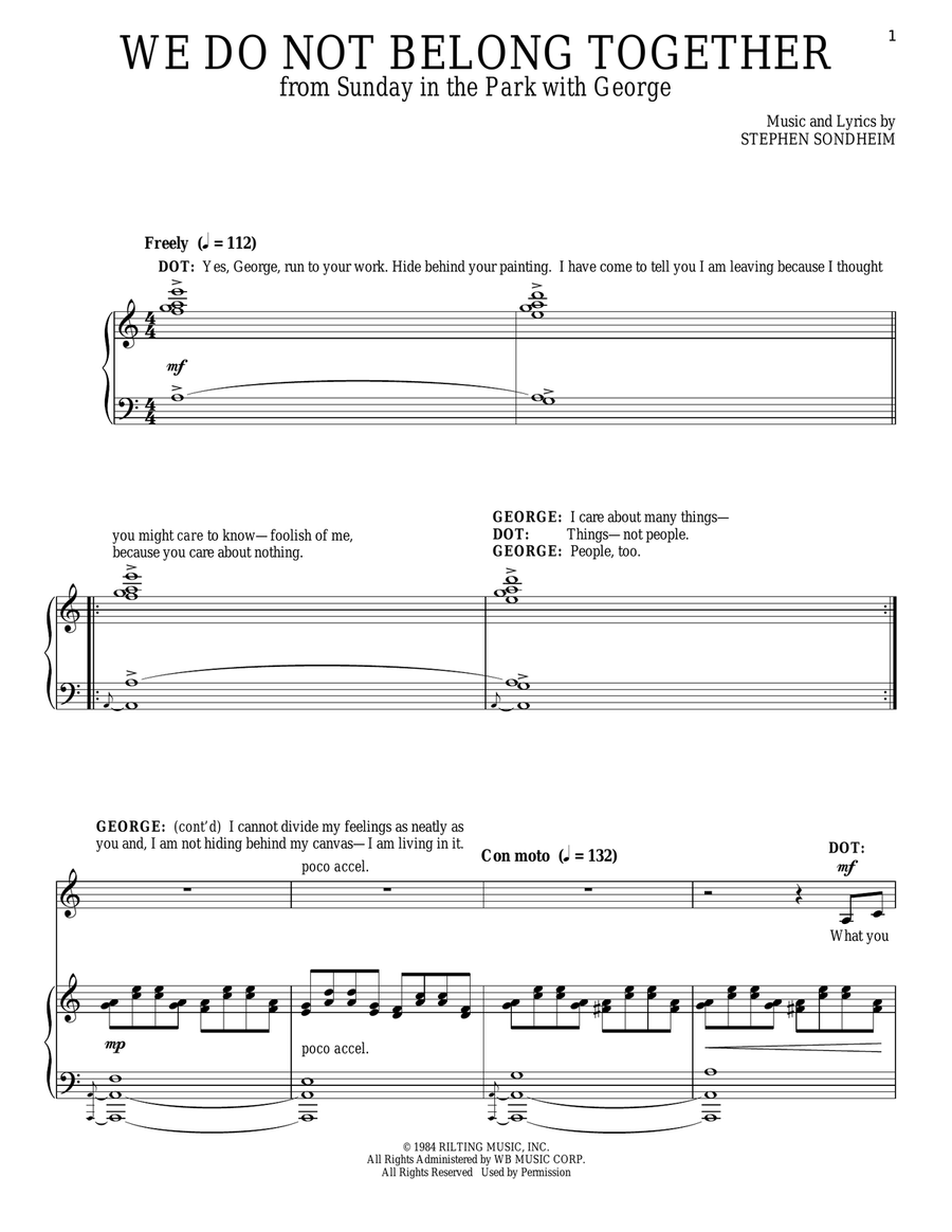 We Do Not Belong Together Piano, Vocal scores gallery preview page 1