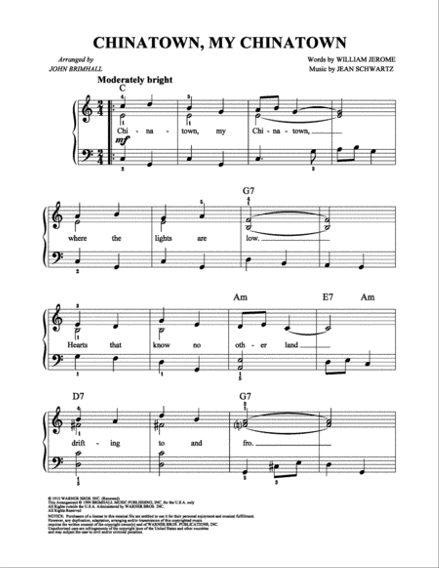 Chinatown, My Chinatown Easy Piano scores gallery preview page 1