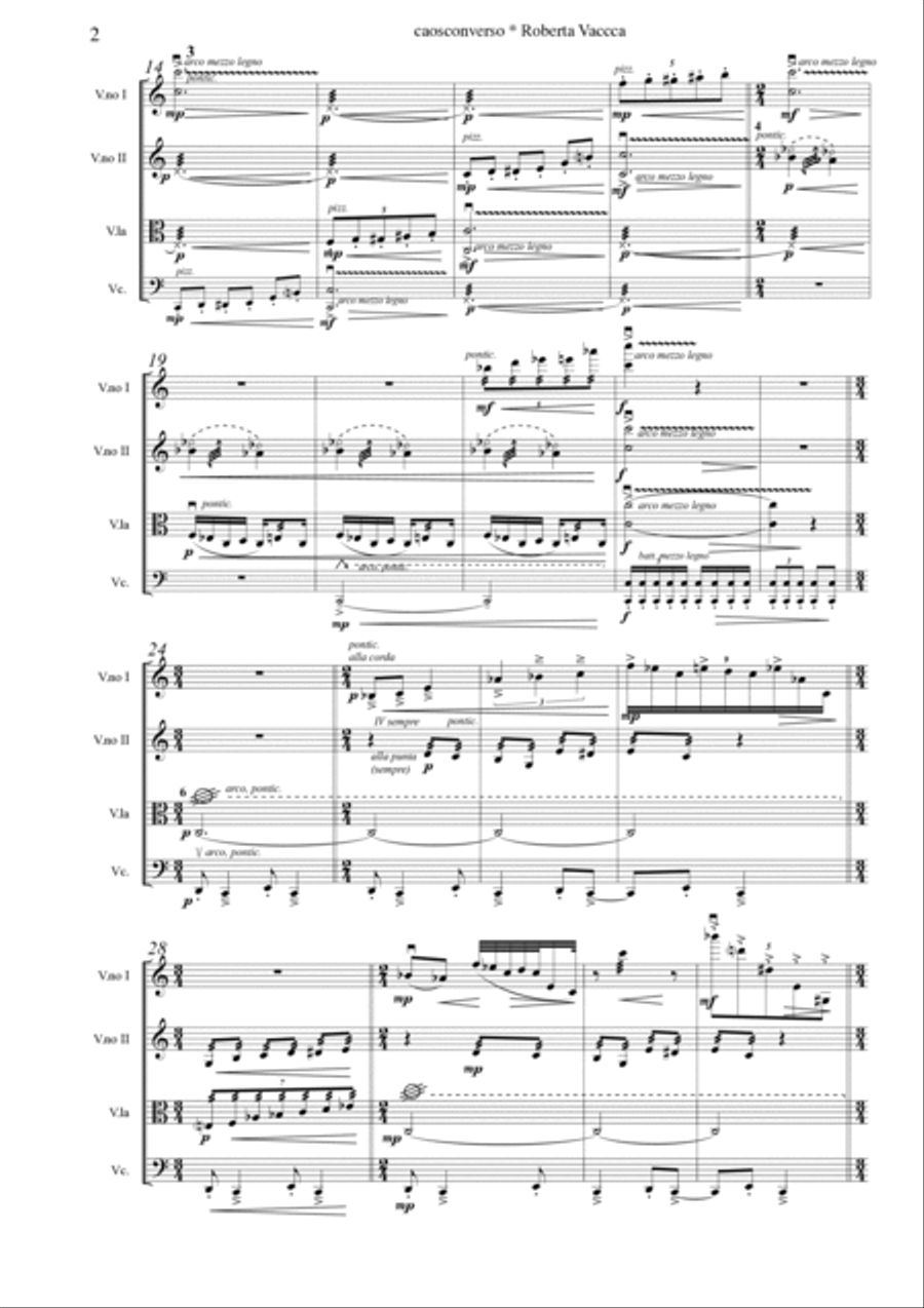 ROBERTA VACCA: caosconverso String Quartet scores gallery preview page 6