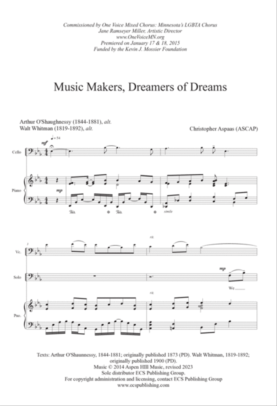Music Makers, Dreamers of Dreams 4-Part scores gallery preview page 2