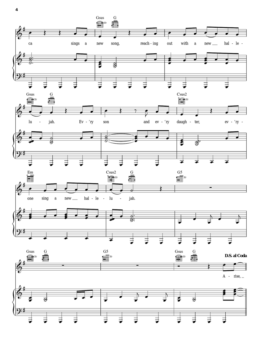 A New Hallelujah A New Hallelujah Piano, Vocal, Guitar scores gallery preview page 4