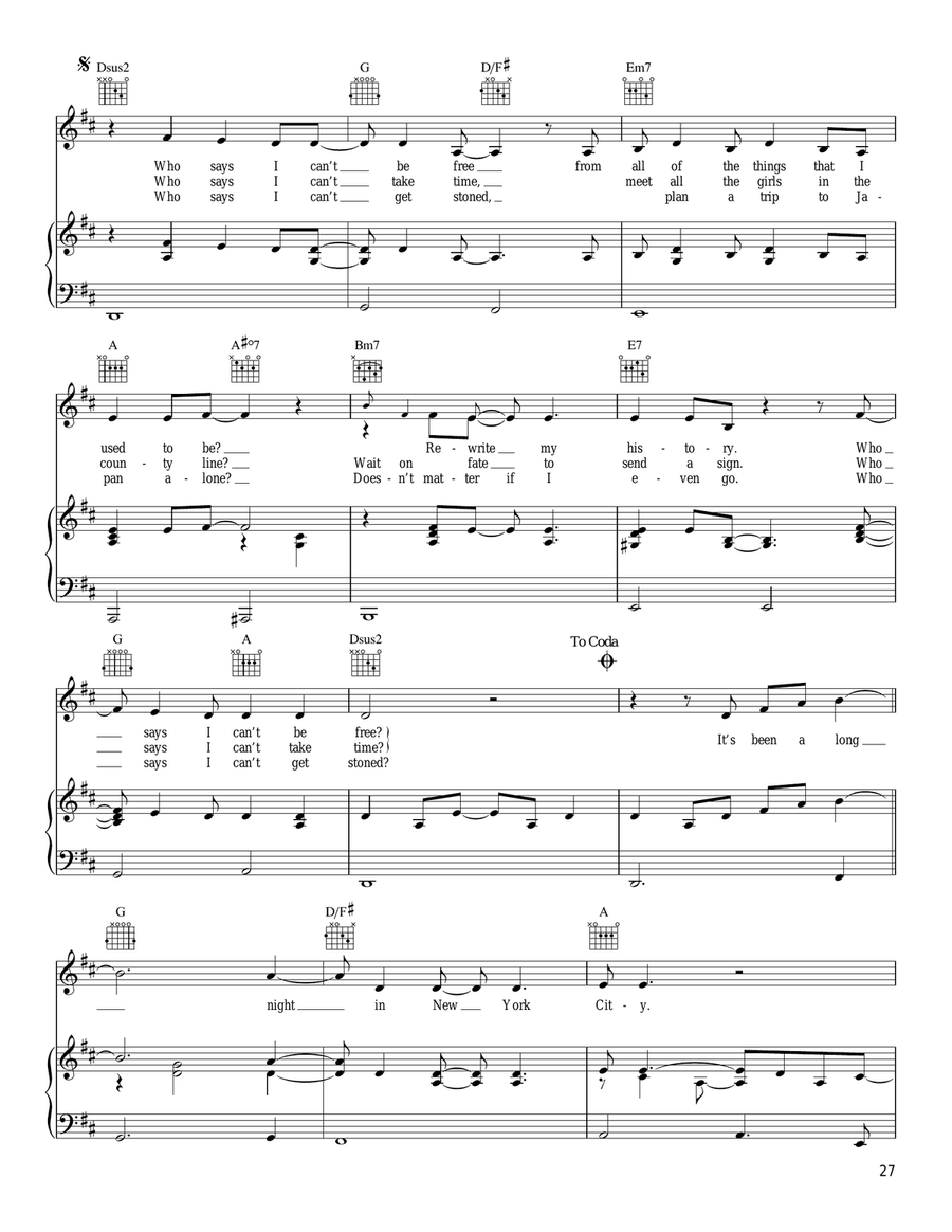 Who Says Piano, Vocal, Guitar scores gallery preview page 2