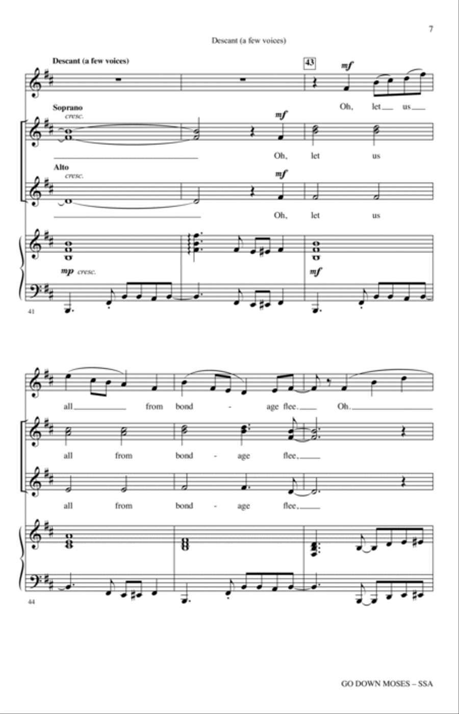 Go Down, Moses (arr. Kirby Shaw) SSA scores gallery preview page 5