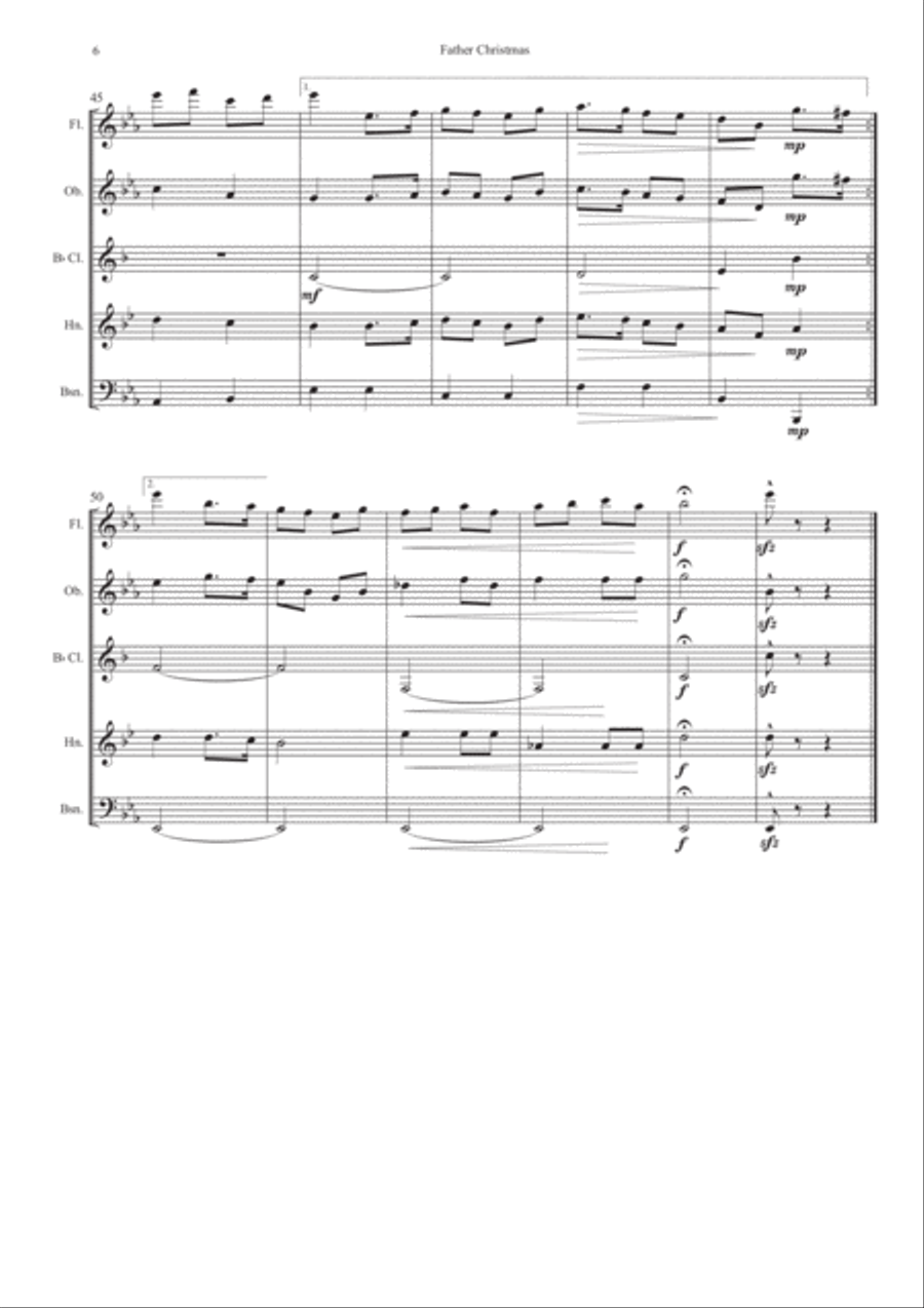 Father Christmas Woodwind Quintet scores gallery preview page 6