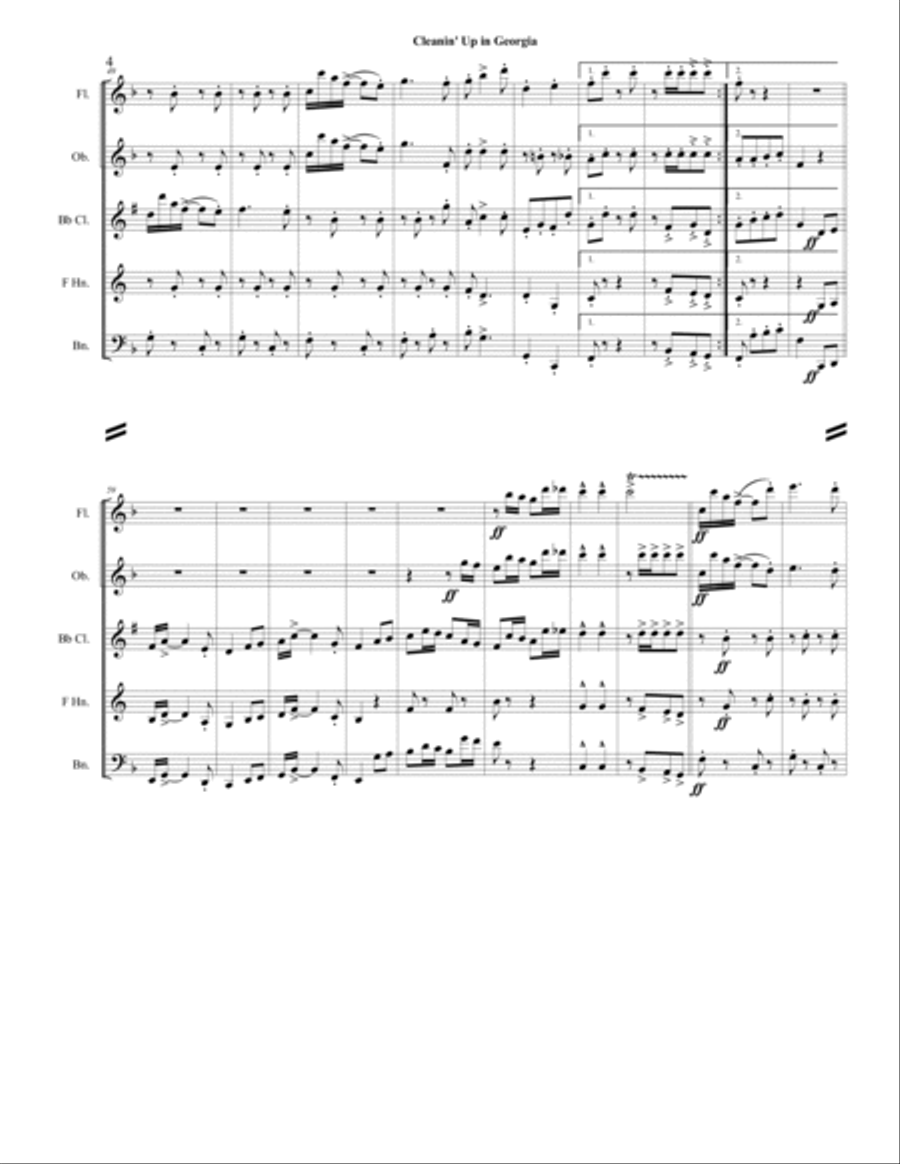 Cleanin' Up in Georgia Woodwind Quintet scores gallery preview page 4