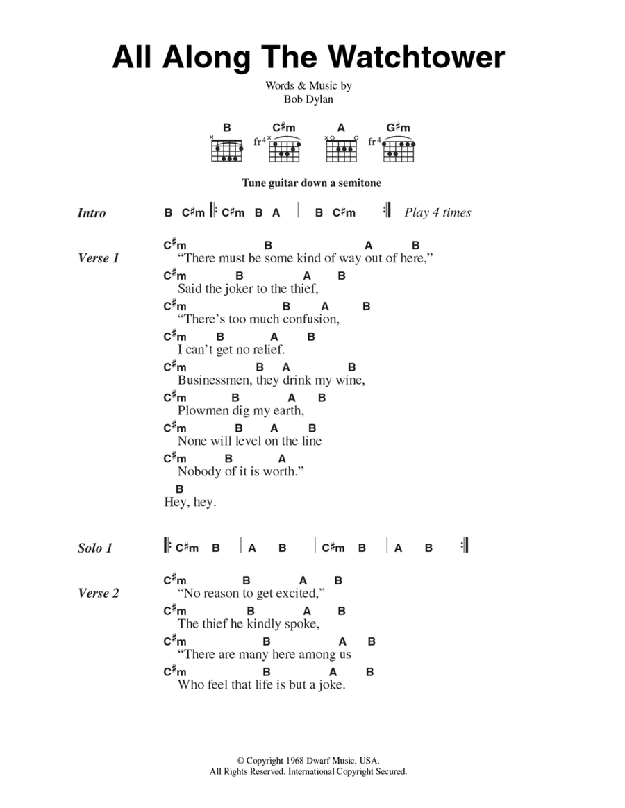 All Along The Watchtower Guitar scores gallery preview page 1