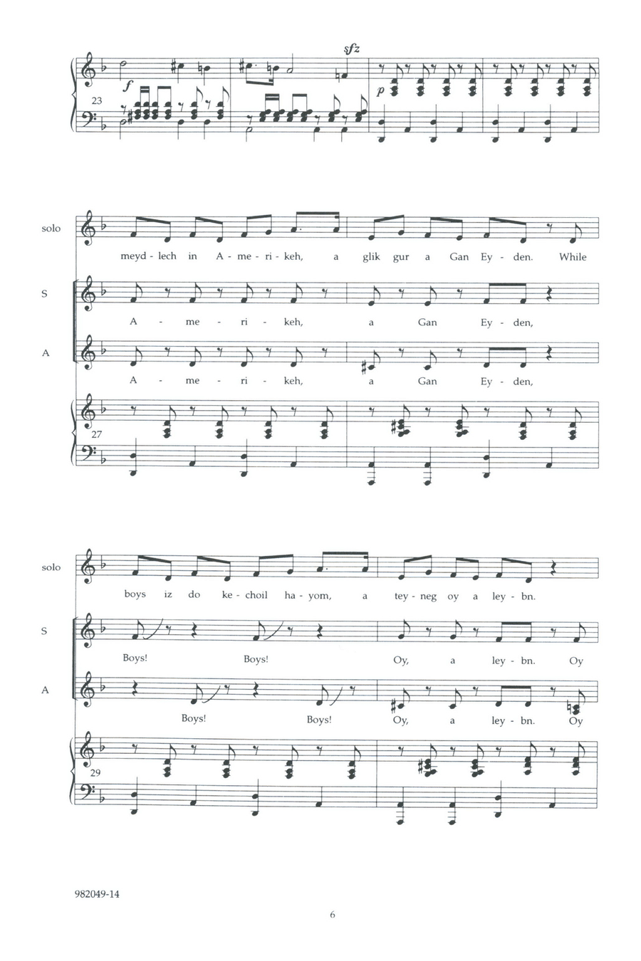 Lebn Zol Columbus Solo (high), Piano 4-Part - Digital Sheet Music page 4