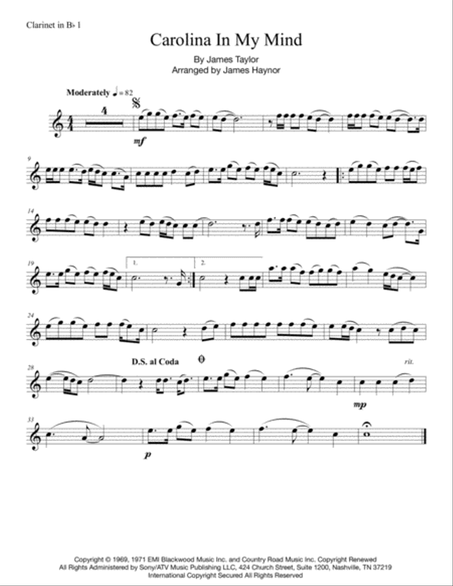 Carolina In My Mind Woodwind Ensemble scores gallery preview page 5