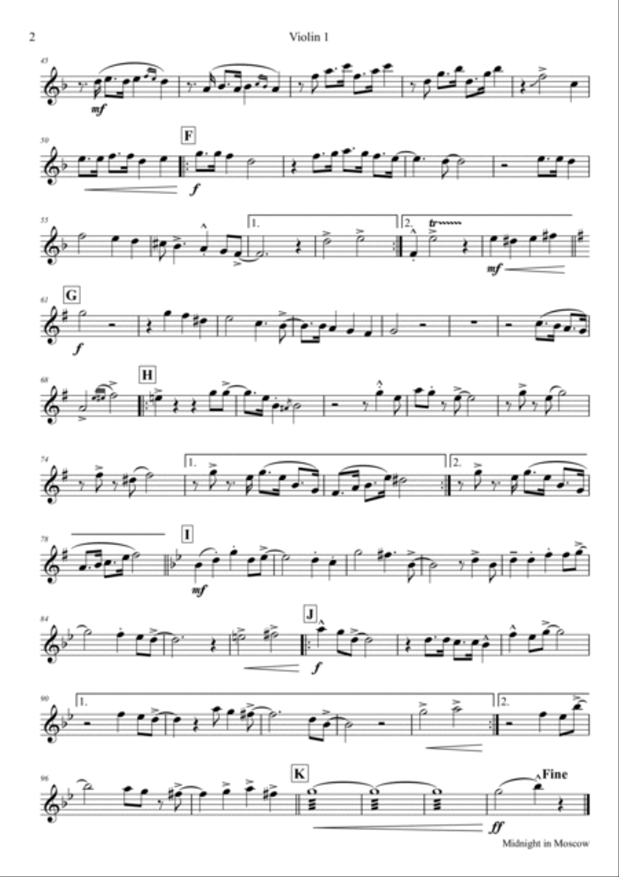 Midnight In Moscow String Quintet scores gallery preview page 6