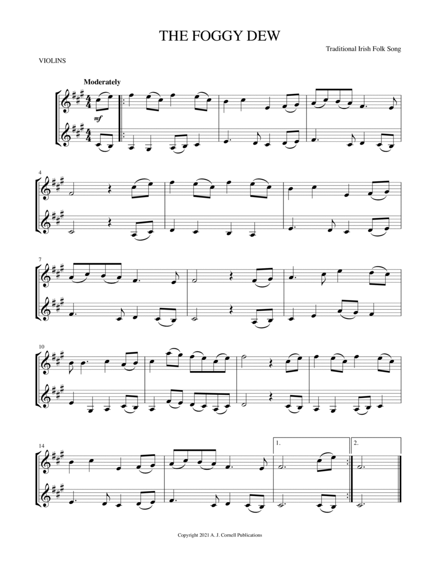 The Foggy Dew String Duet scores gallery preview page 1
