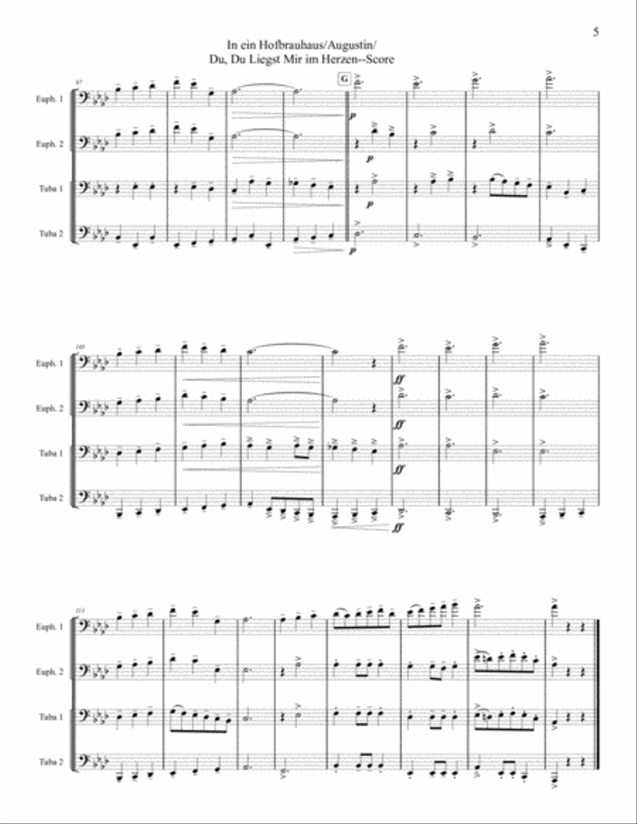 Hofbrau Haus Medley - Tuba/Euphonium Quartet Brass Ensemble scores gallery preview page 5