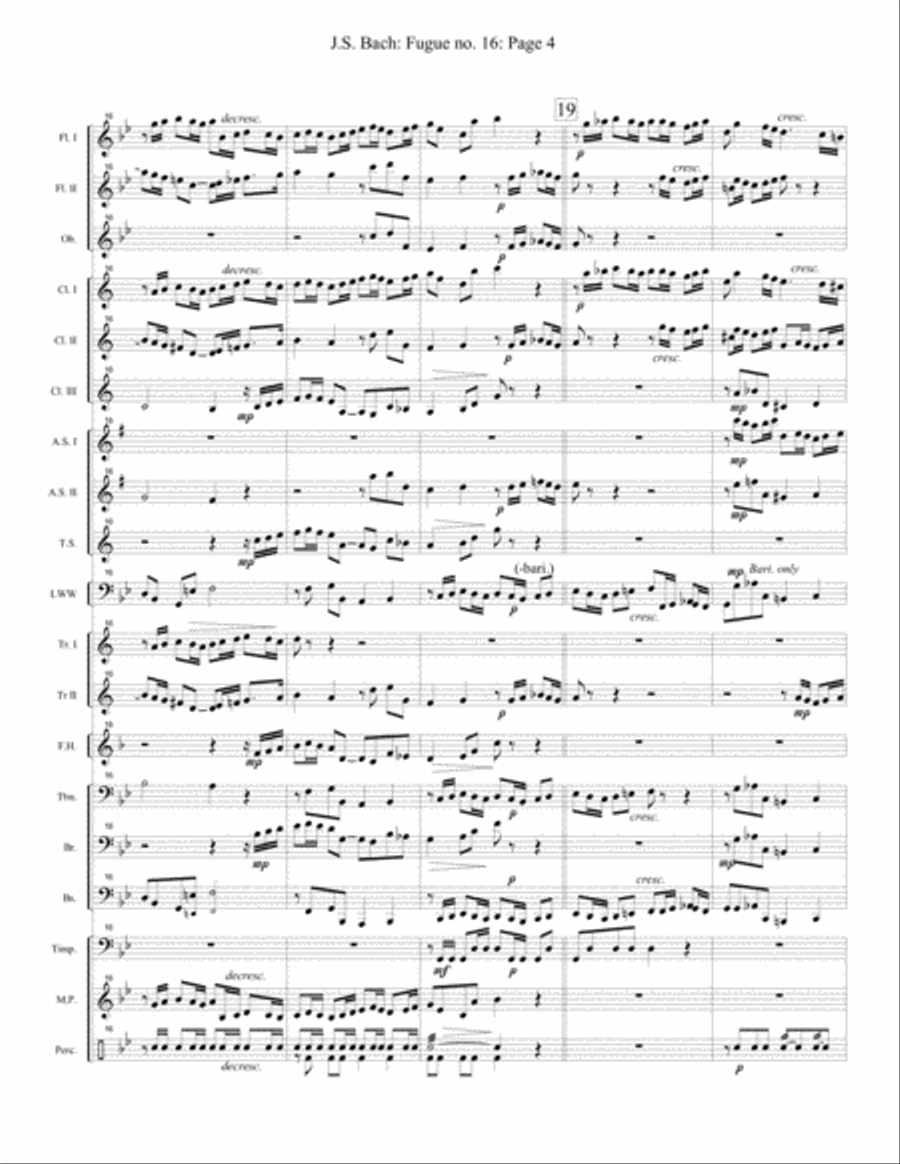 Fugue no. 16, Well-Tempered Clavier Concert Band scores gallery preview page 4