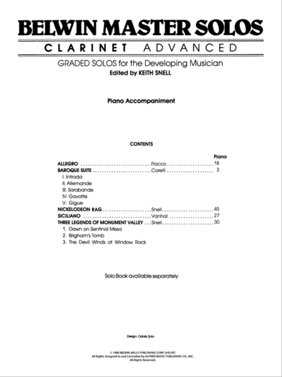 Belwin Master Solos (Clarinet), Volume 1 Clarinet scores gallery preview page 2