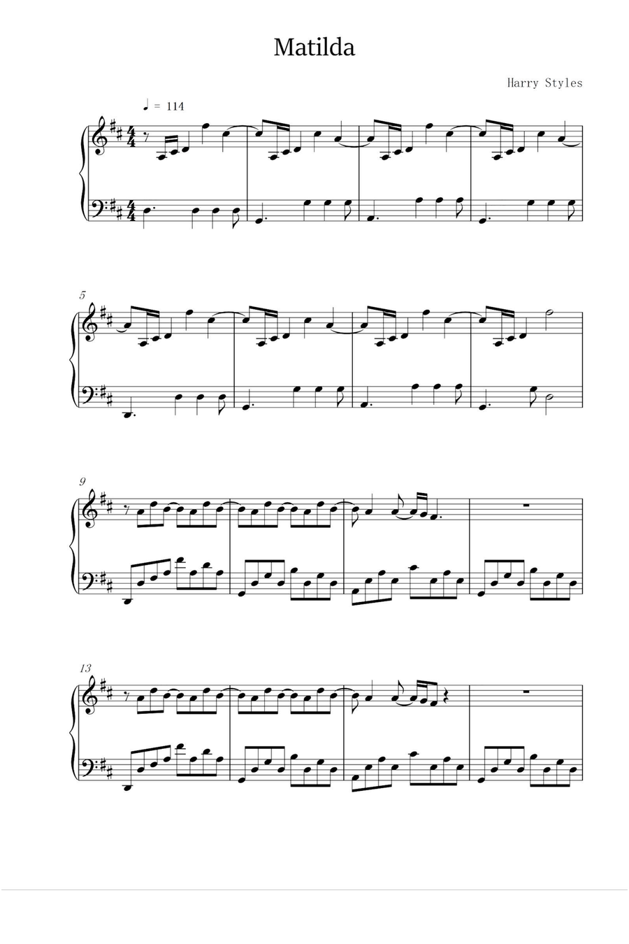 Matilda Piano Solo scores gallery preview page 1