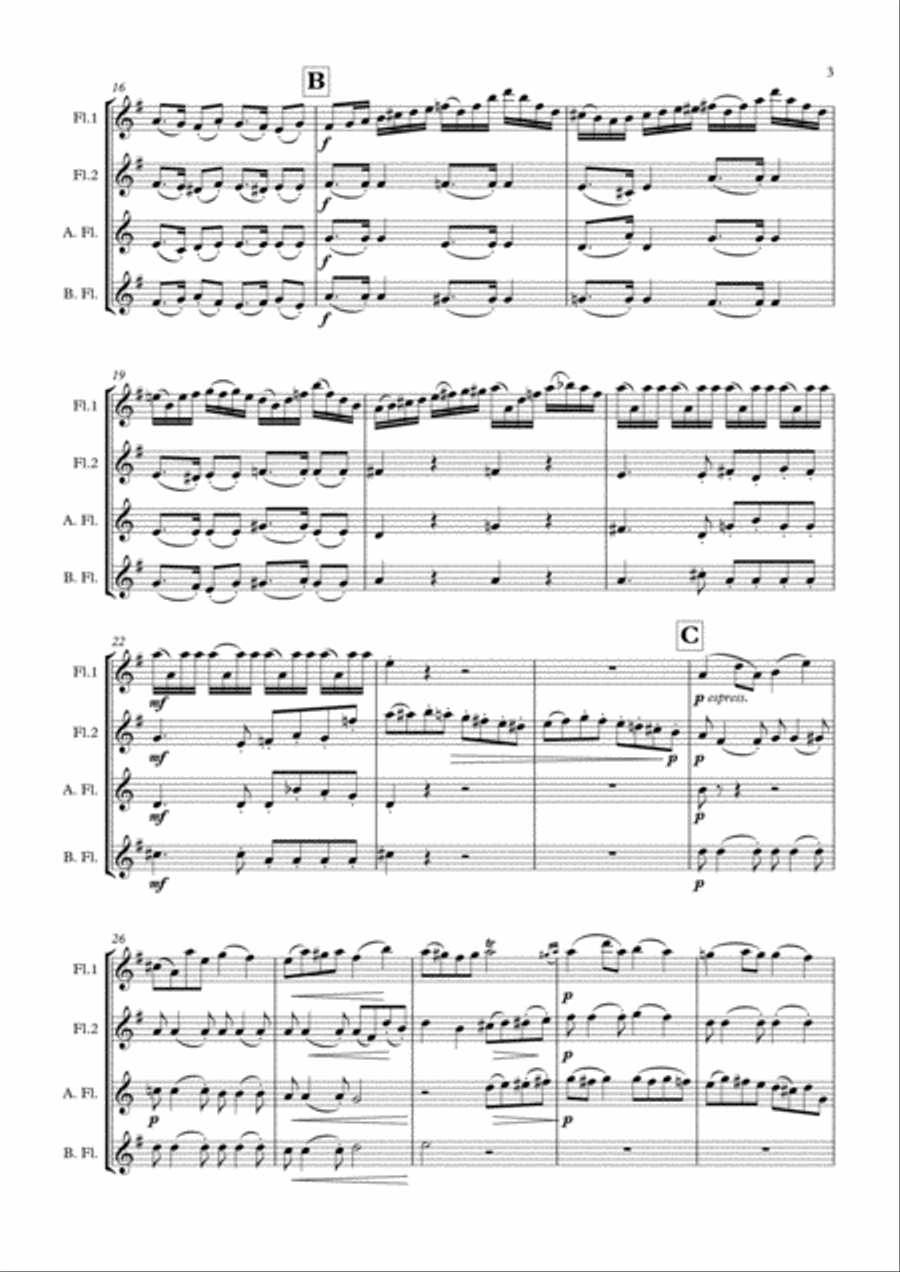 Quartet for four flutes Flute Quartet scores gallery preview page 3