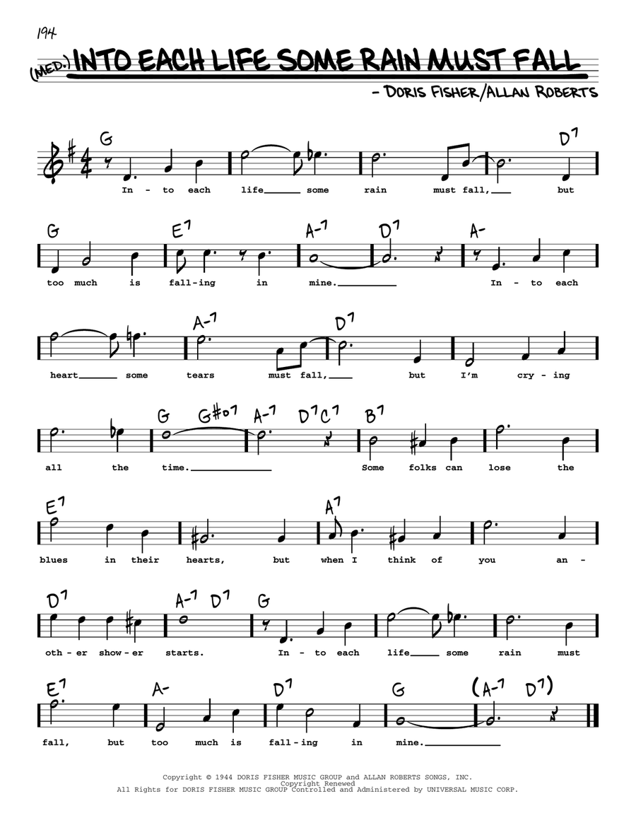 Into Each Life Some Rain Must Fall (High Voice) High Voice scores gallery preview page 1