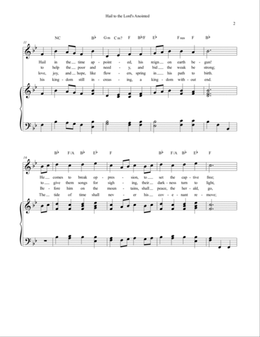 Hail to the Lord's Anointed Piano, Vocal, Guitar scores gallery preview page 2