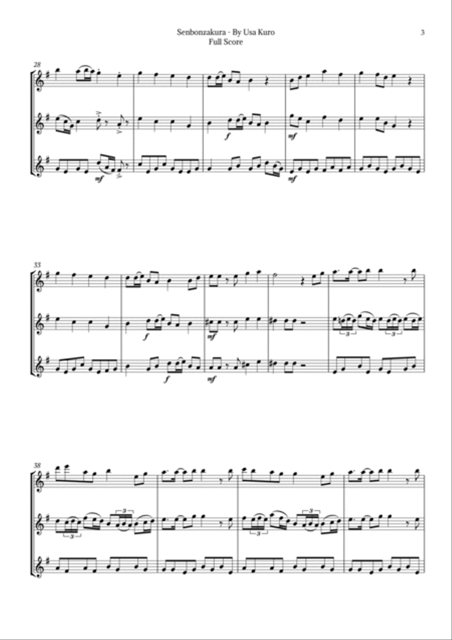 Senbonzakura Woodwind Trio scores gallery preview page 3
