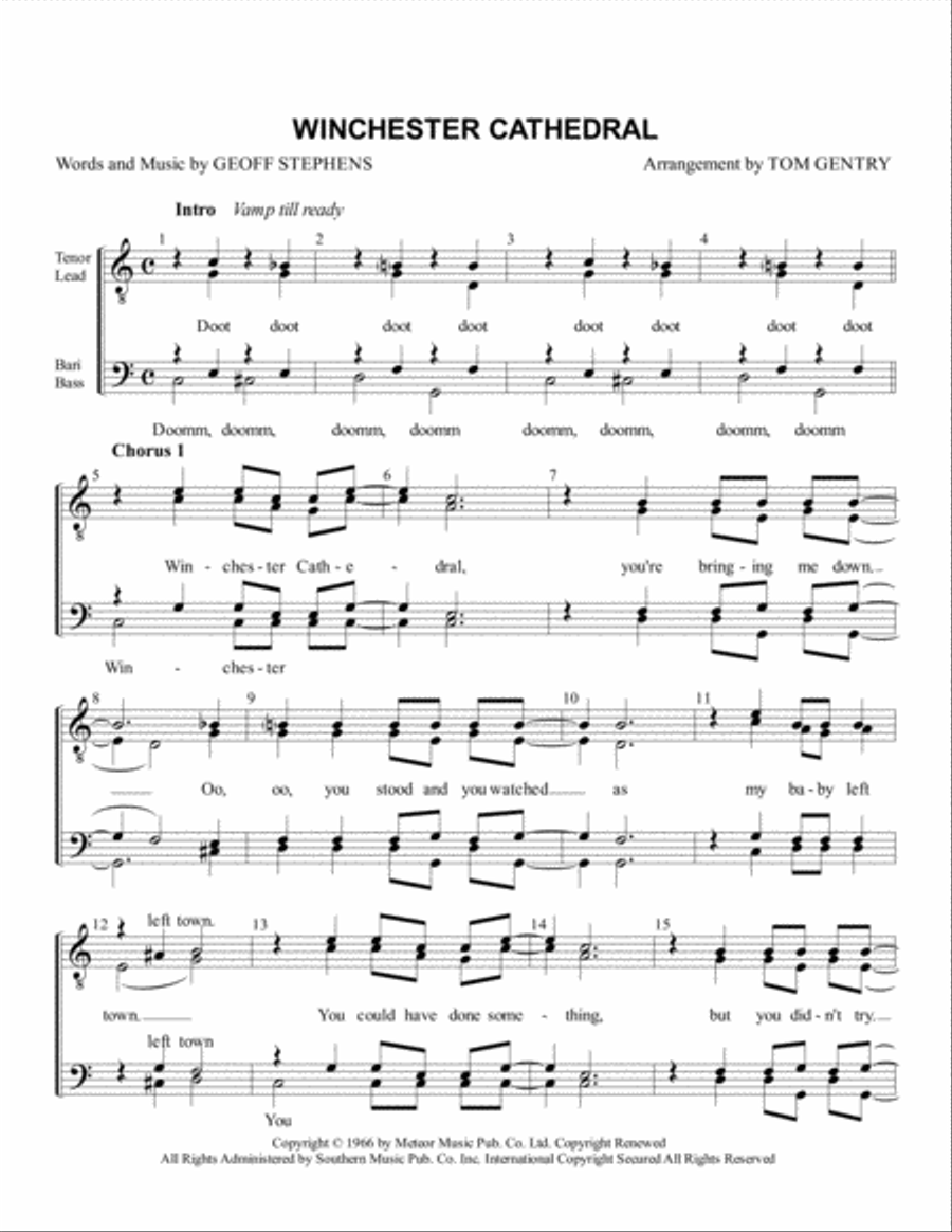 Winchester Cathedral TTBB scores gallery preview page 1