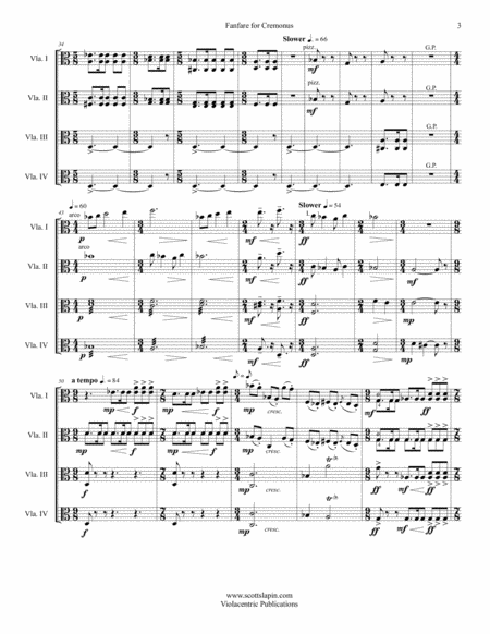 Music for Multiple Violas or Viola Quartet (Incl: Fanfare for Cremonus, Cremonus in Italy, A Viola Audition)