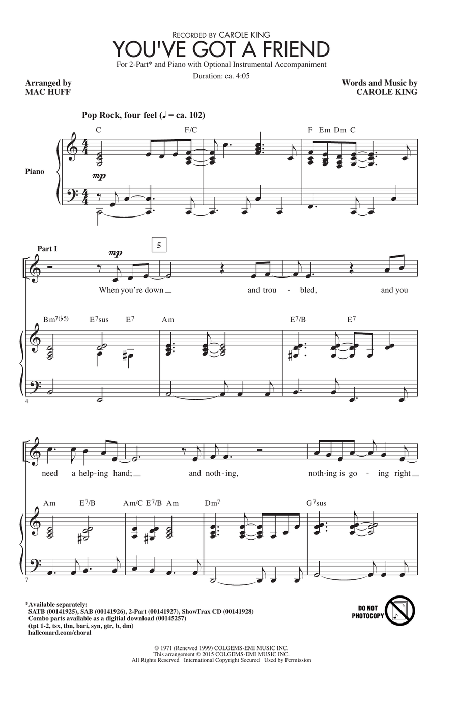 You've Got A Friend (arr. Mac Huff) 2-Part scores gallery preview page 1