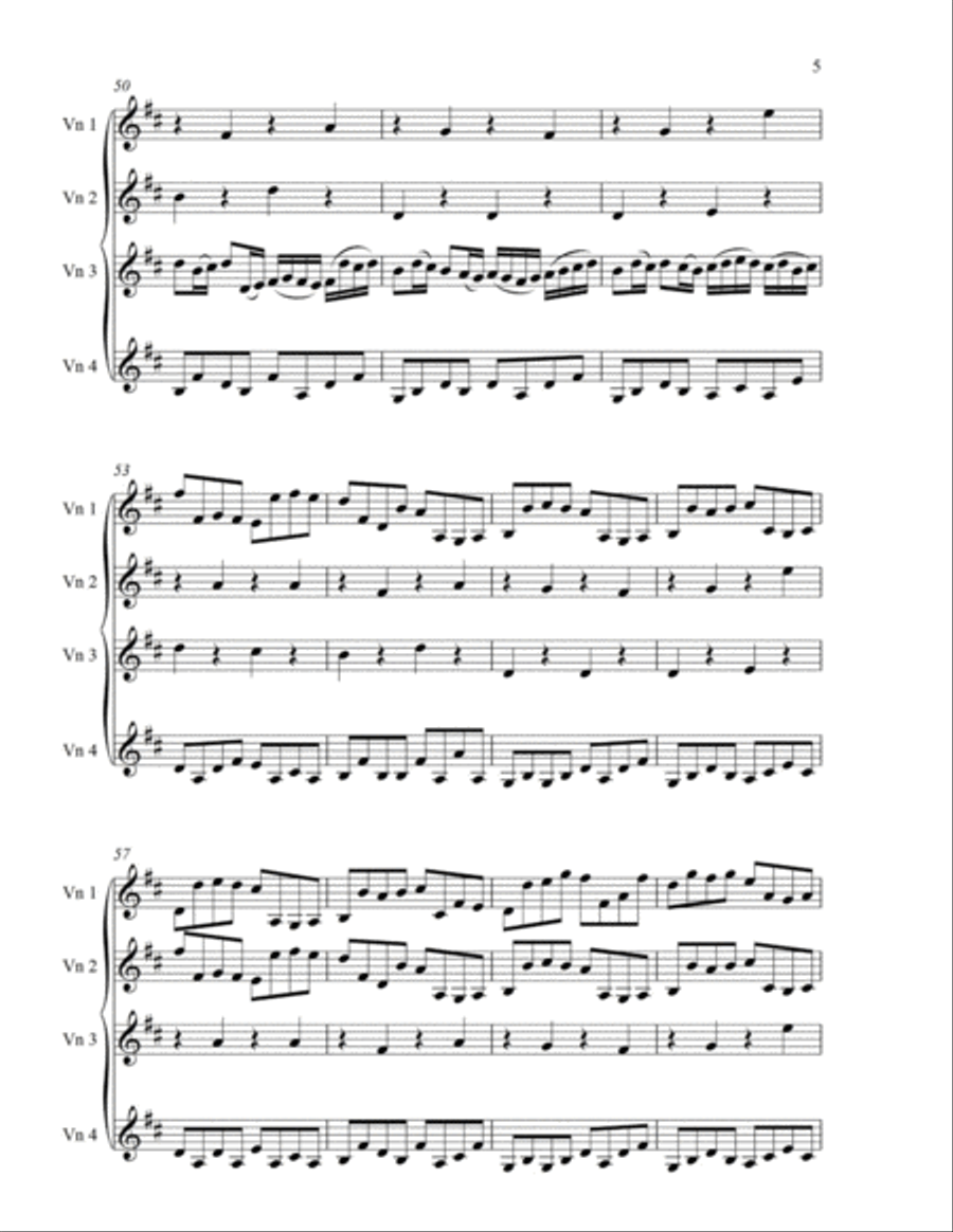 Pachelbel Canon arranged for four violins Violin Solo scores gallery preview page 5