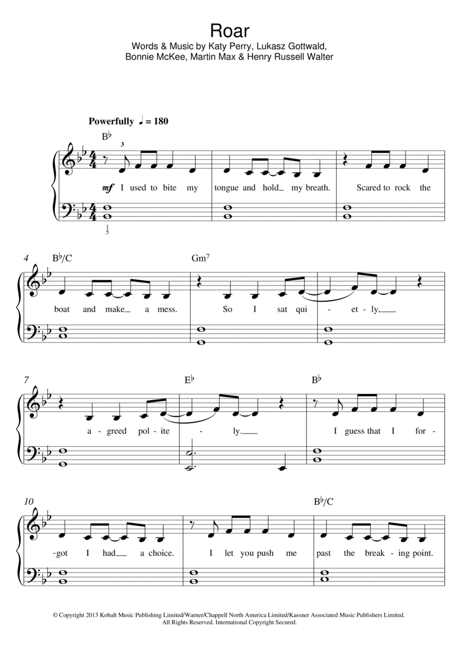 Roar Easy Piano scores gallery preview page 1