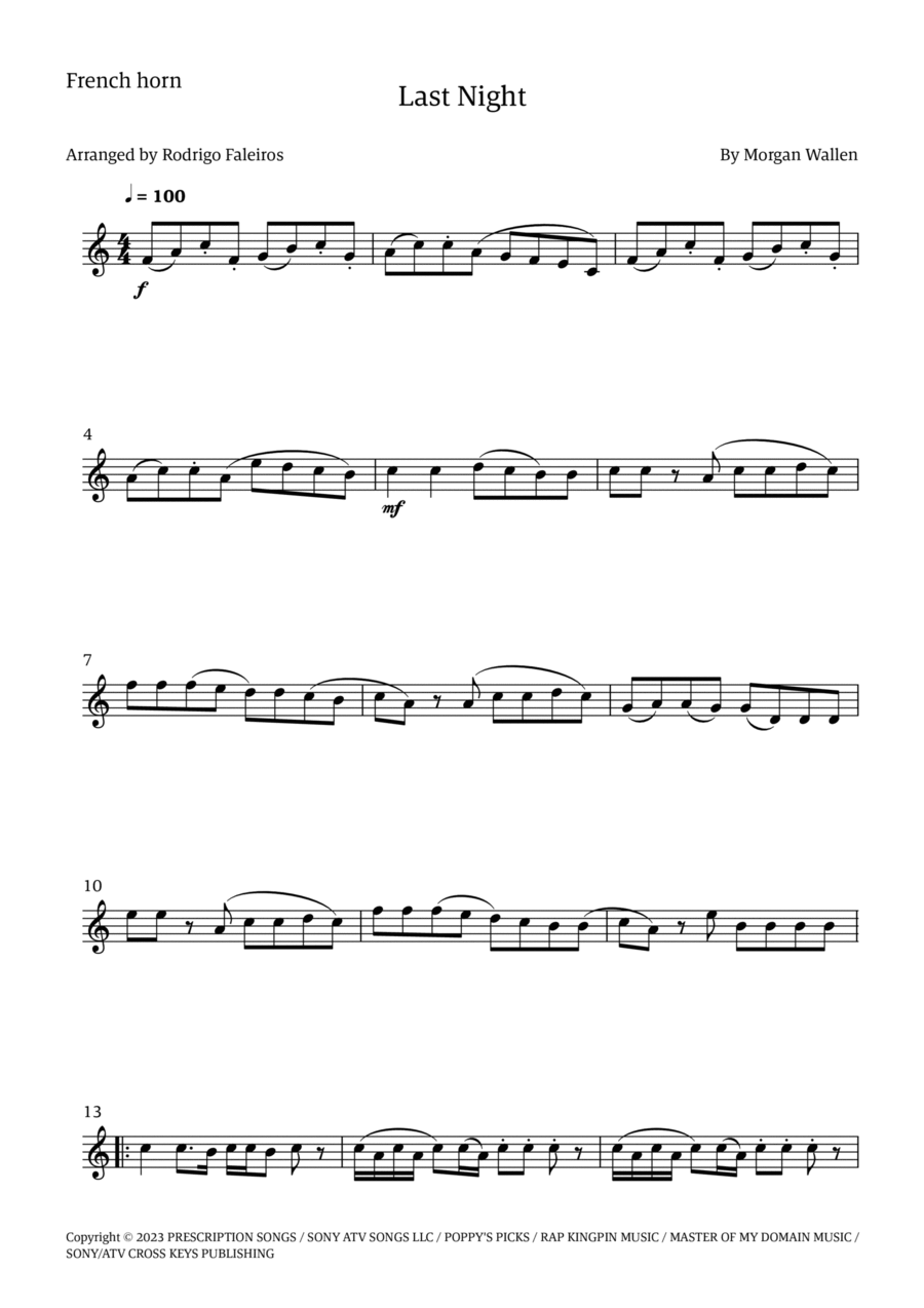 Last Night Horn Solo scores gallery preview page 1