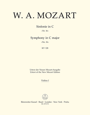 Book cover for Symphony, No. 16 C major, KV 128