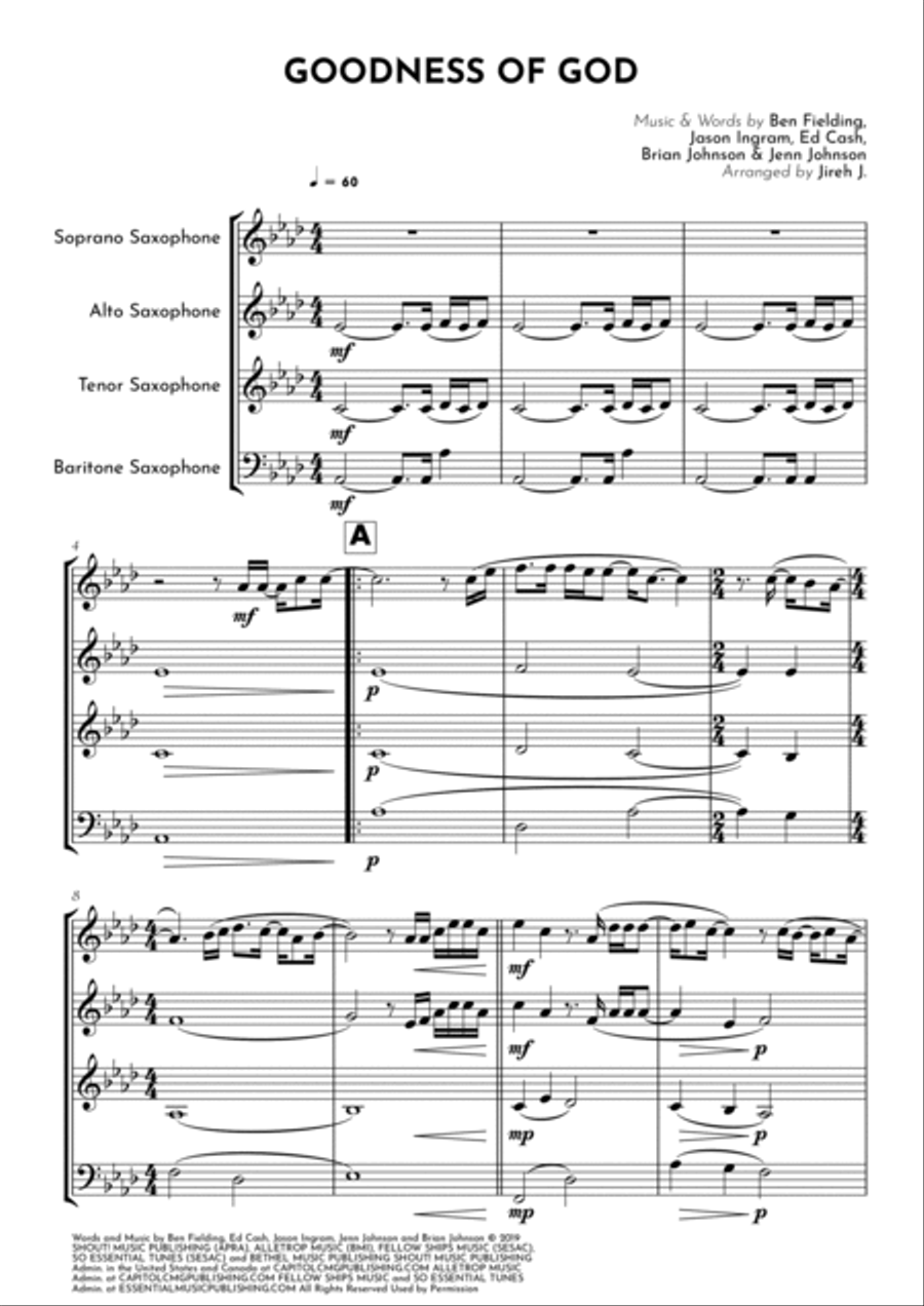 Goodness Of God Goodness Of God Saxophone Quartet scores gallery preview page 2