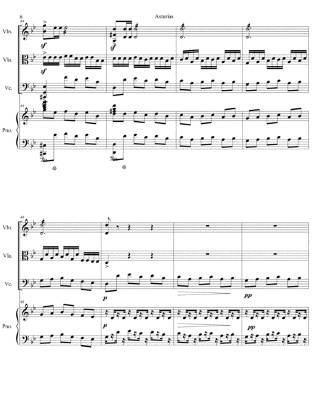 Isaac Albeniz - "Asturias" arr. for piano quartet (score and parts)