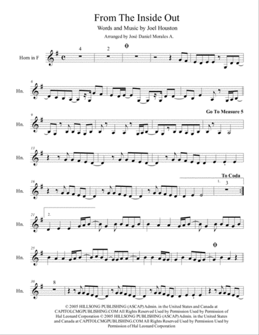 From The Inside Out Horn Solo scores gallery preview page 1