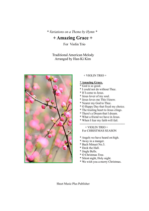 Amazing Grace (For 3 Violins, or 2Vns and Va)