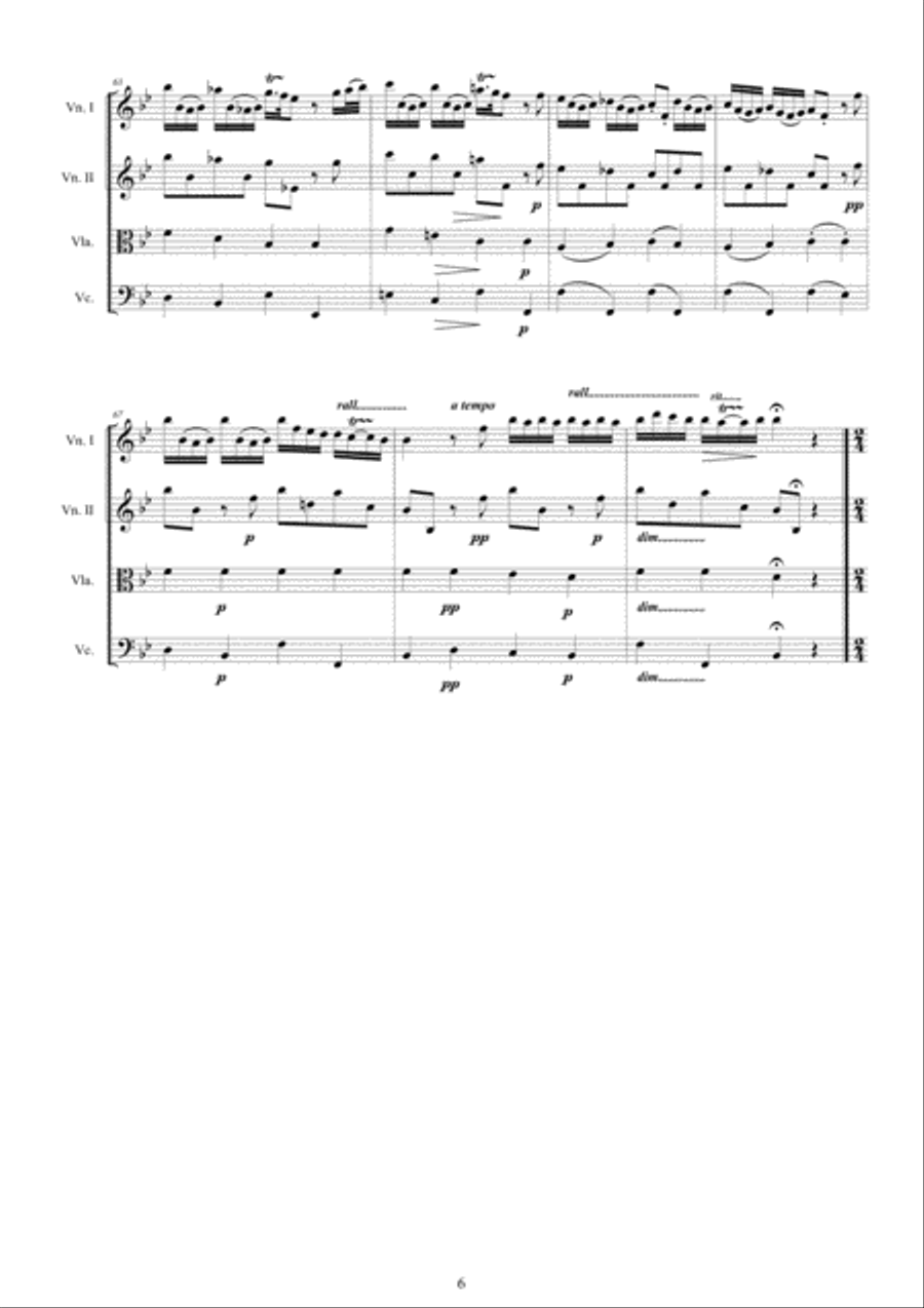 Vivaldi - Concerto 'Conca' in B flat major RV 163 for String Quartet String Quartet scores gallery preview page 6