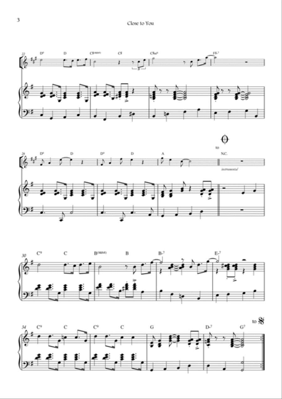 Close To You Tenor Saxophone scores gallery preview page 3