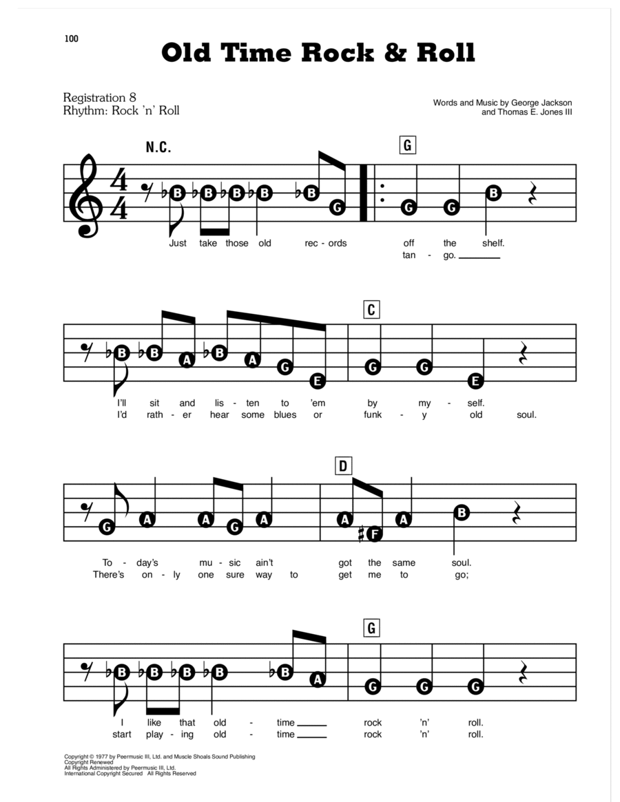 Old Time Rock & Roll Electronic Keyboard scores gallery preview page 1