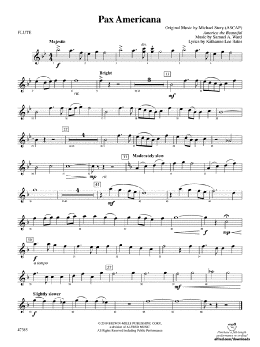 Pax Americana: Flute Concert Band scores gallery preview page 1