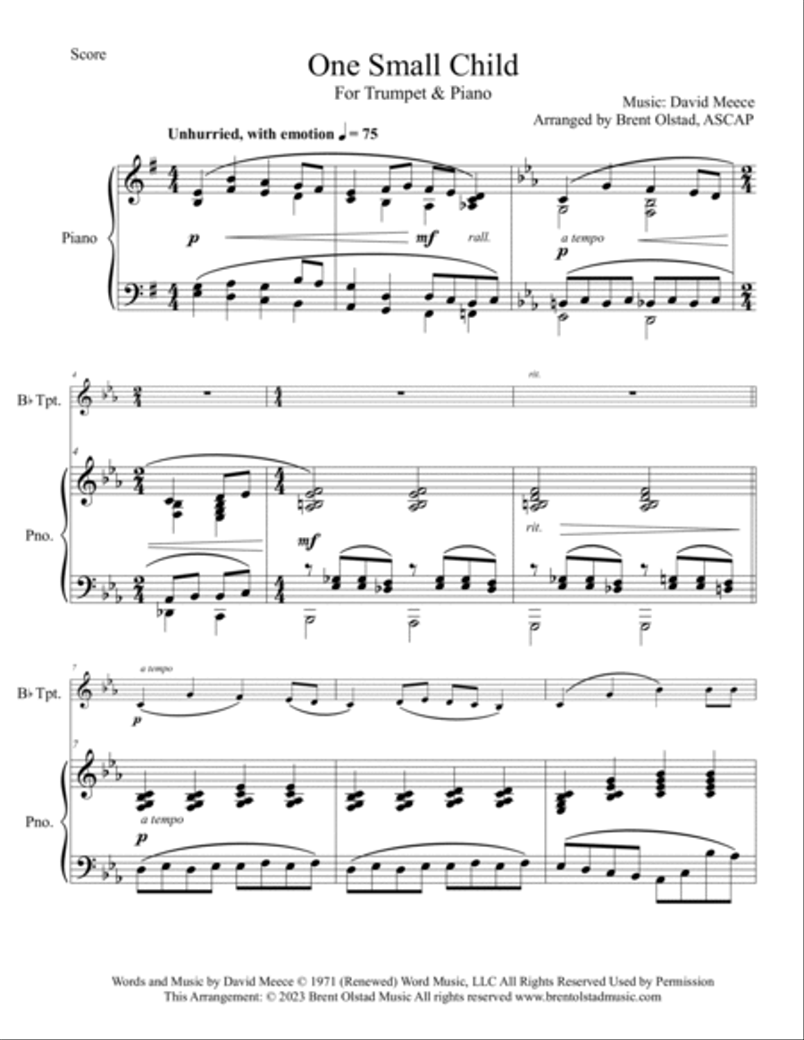 One Small Child Trumpet Solo scores gallery preview page 2