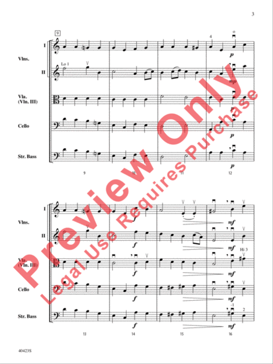 Gavotte and Rigadon from Suite in A Minor String Orchestra scores gallery preview page 4