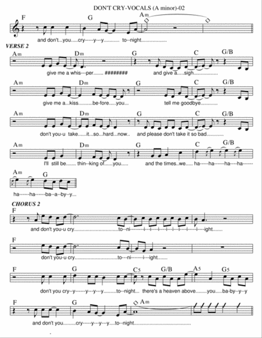 Don't Cry Voice Solo scores gallery preview page 2