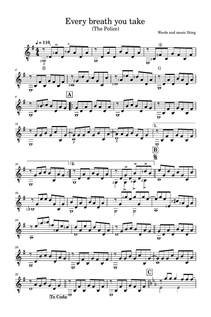 Every Breath You Take Every Breath You Take Electric Guitar scores gallery preview page 1