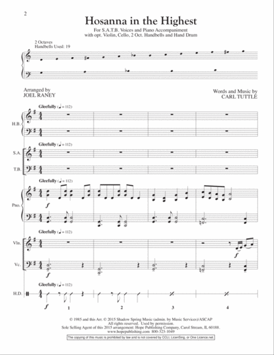 Hosanna in the Highest Handbell Choir scores gallery preview page 2