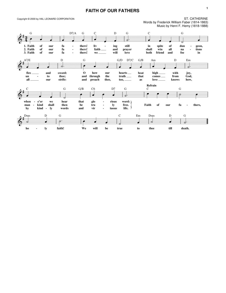 Faith Of Our Fathers Piano scores gallery preview page 1