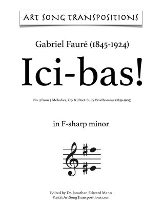 Book cover for FAURÉ: Ici-bas! Op. 8 no. 3 (transposed to F-sharp minor and F minor)
