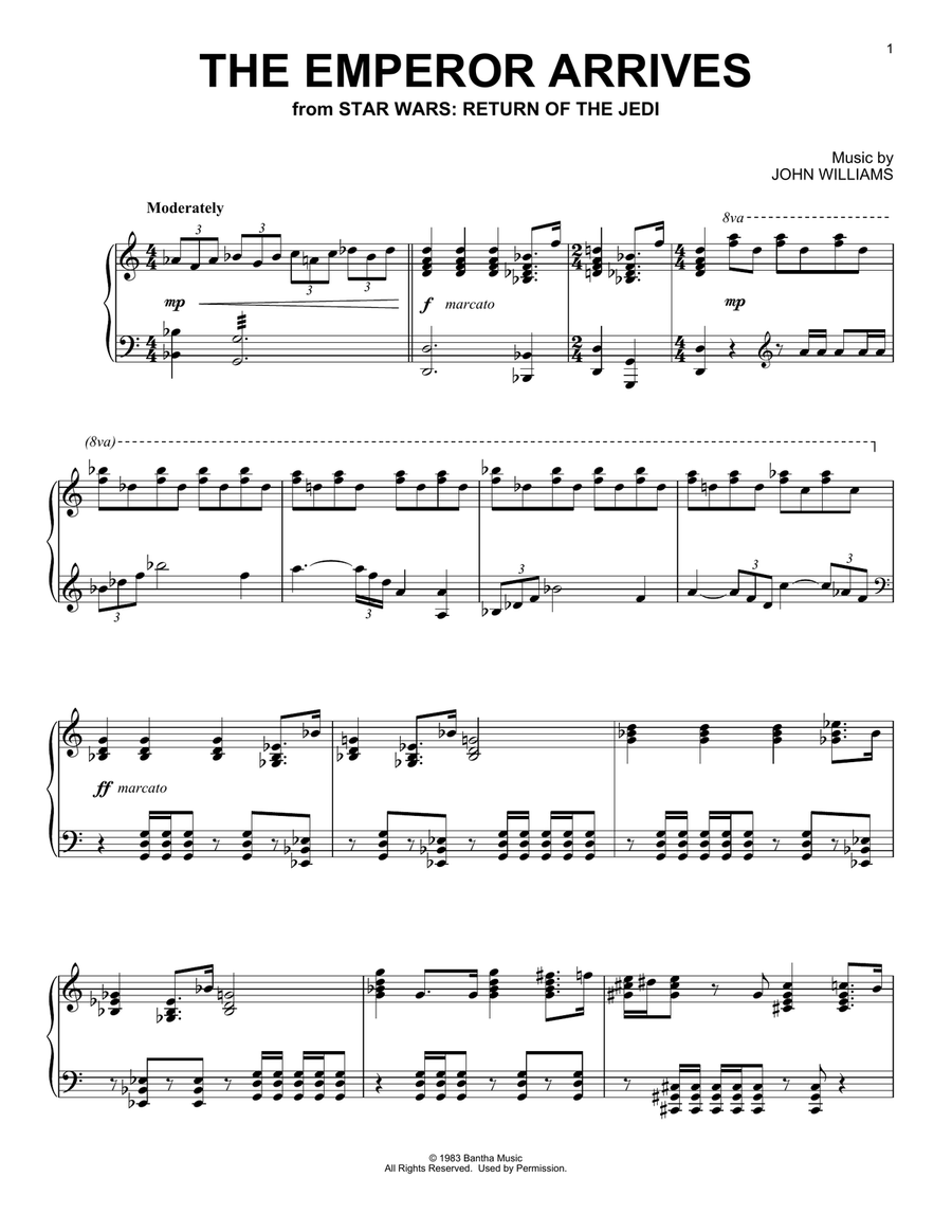 The Emperor Arrives (from Star Wars: Return Of The Jedi) Piano Solo scores gallery preview page 1