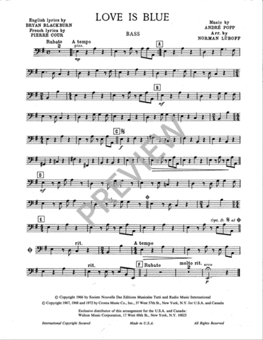 Love Is Blue (Instrumental Parts) Divisi scores gallery preview page 2