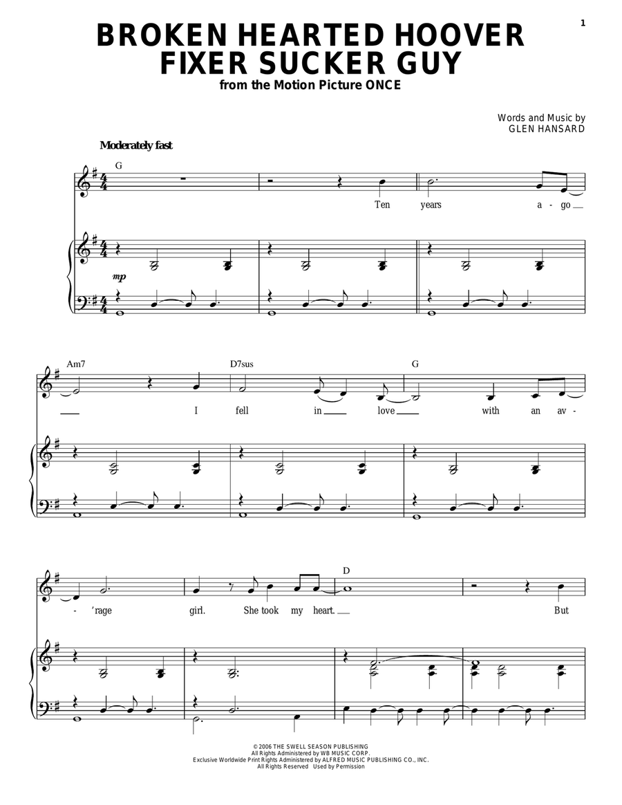 Broken Hearted Hoover Fixer Sucker Guy Piano, Vocal scores gallery preview page 1