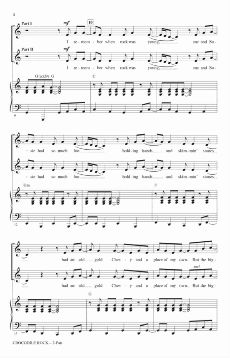 Crocodile Rock (arr. Roger Emerson) 2-Part scores gallery preview page 2