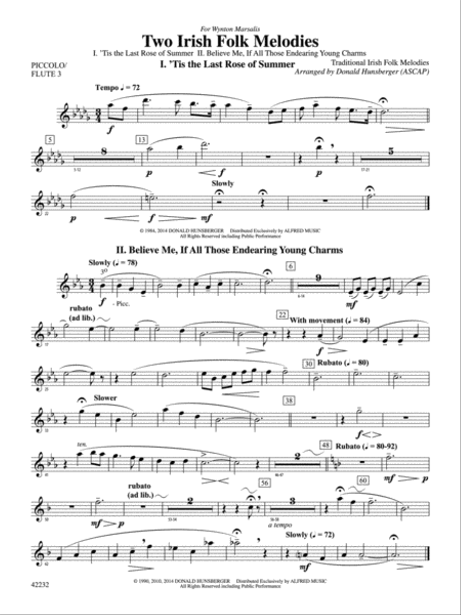 Two Irish Folk Melodies: Piccolo Concert Band scores gallery preview page 1