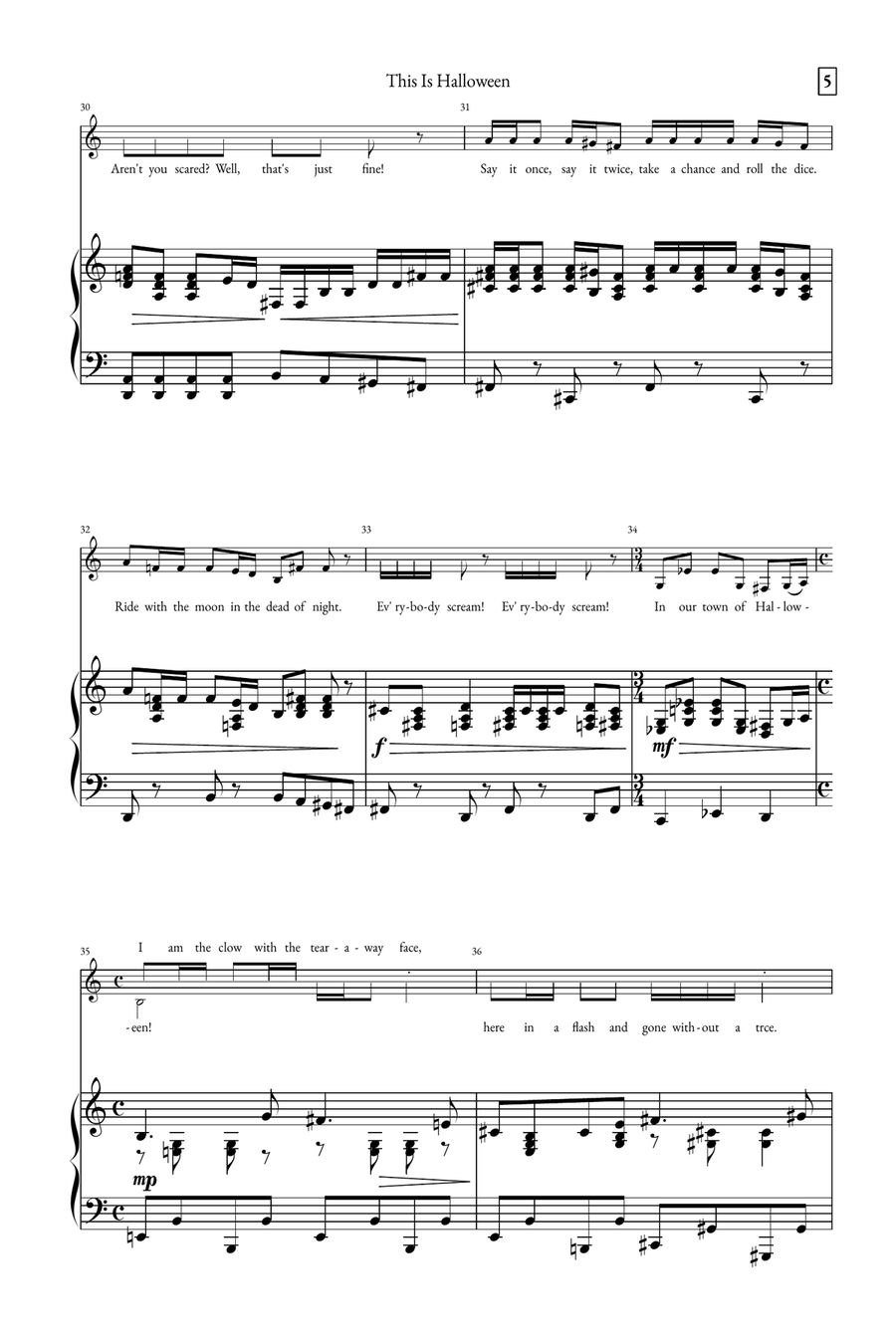 This Is Halloween Piano, Vocal scores gallery preview page 5